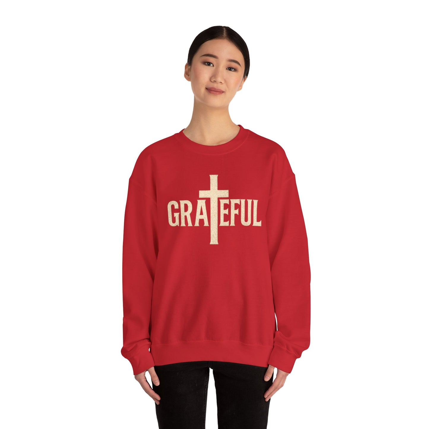 Grateful Cross Sweatshirt — Christian Faith Graphic Crewneck