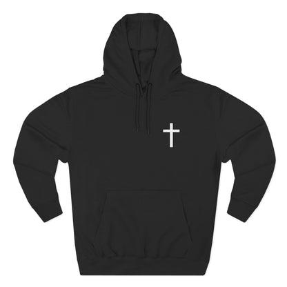 Cross Pocket Hoodie — Minimal Small Chest Cross Design Fleece Hoodie