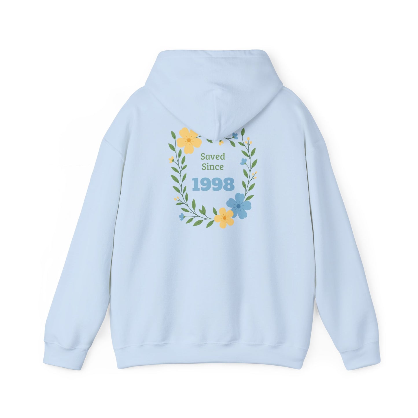 Faith Floral Hoodie — "Saved Since 1998" Christian Comfort Sweatshirt