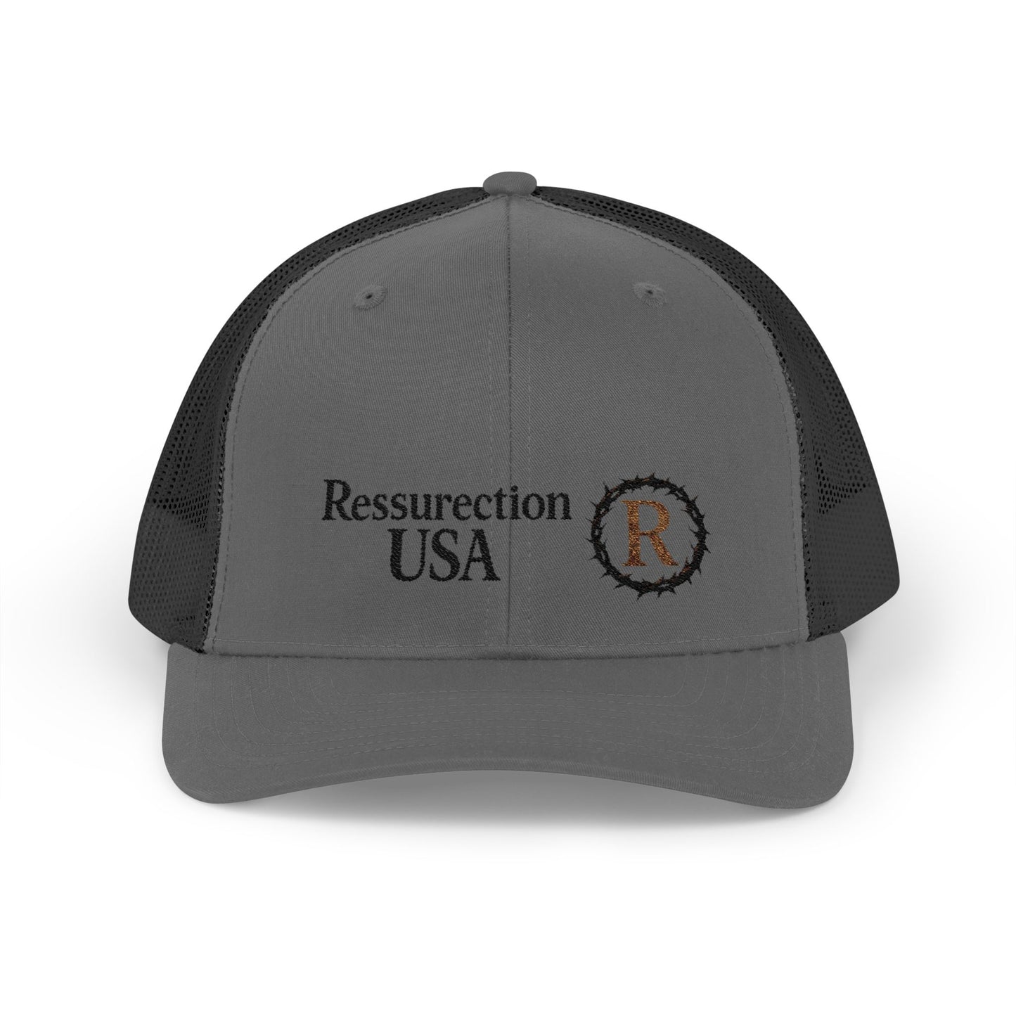 Resurrection USA Embroidered Trucker Cap — Vintage Faith-Inspired Snapback