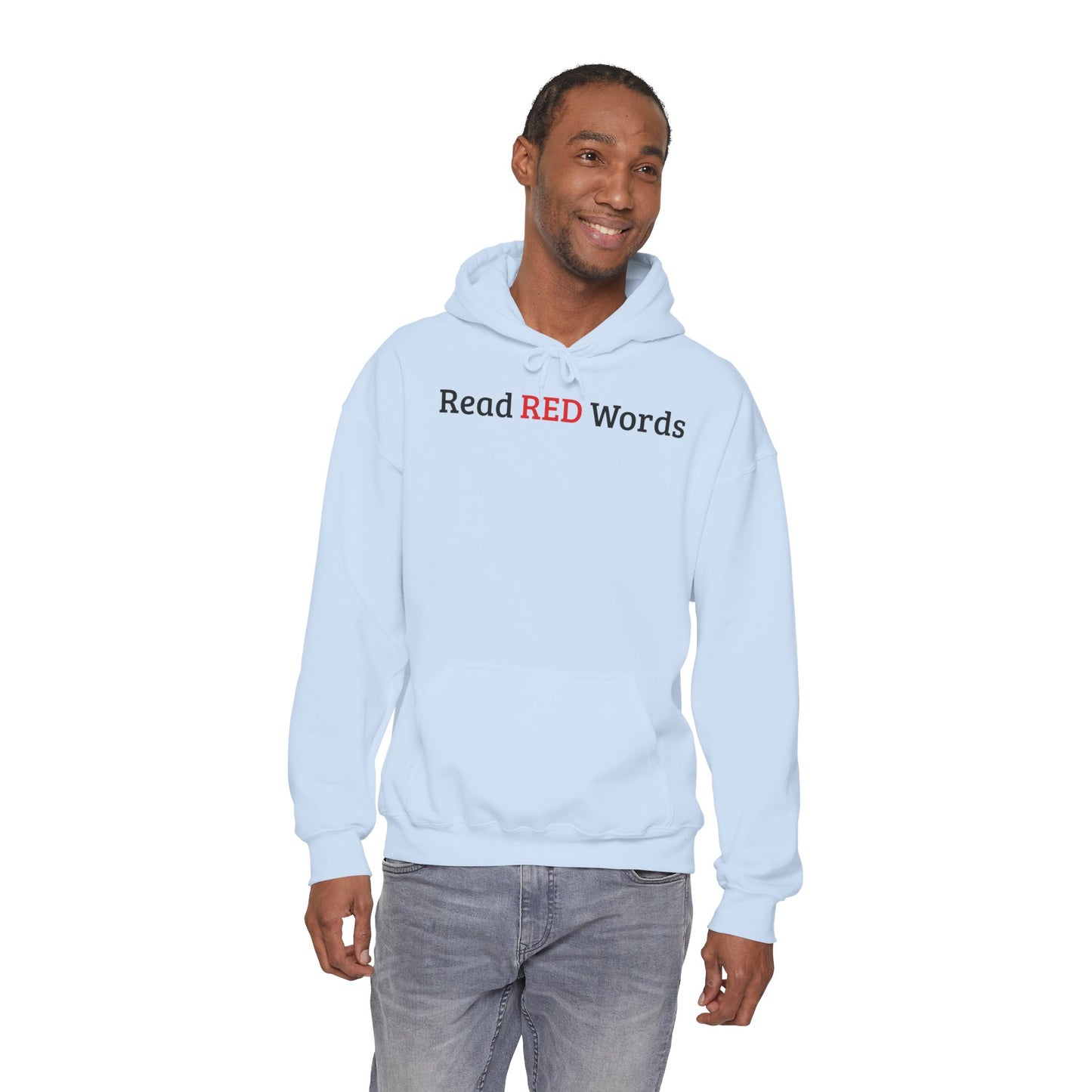 Read RED Words Hoodie — Minimal Typography Sweatshirt