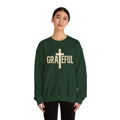 Grateful Cross Sweatshirt — Christian Faith Graphic Crewneck