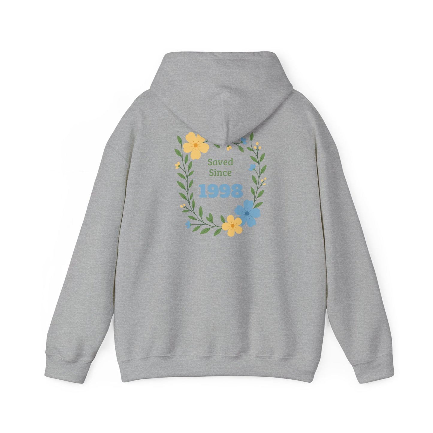 Faith Floral Hoodie — "Saved Since 1998" Christian Comfort Sweatshirt