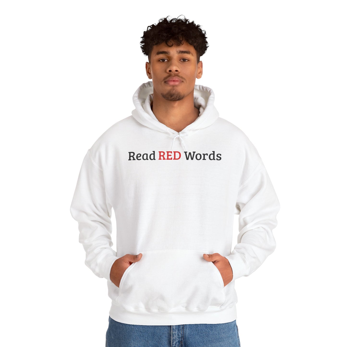 Read RED Words Hoodie — Minimal Typography Sweatshirt