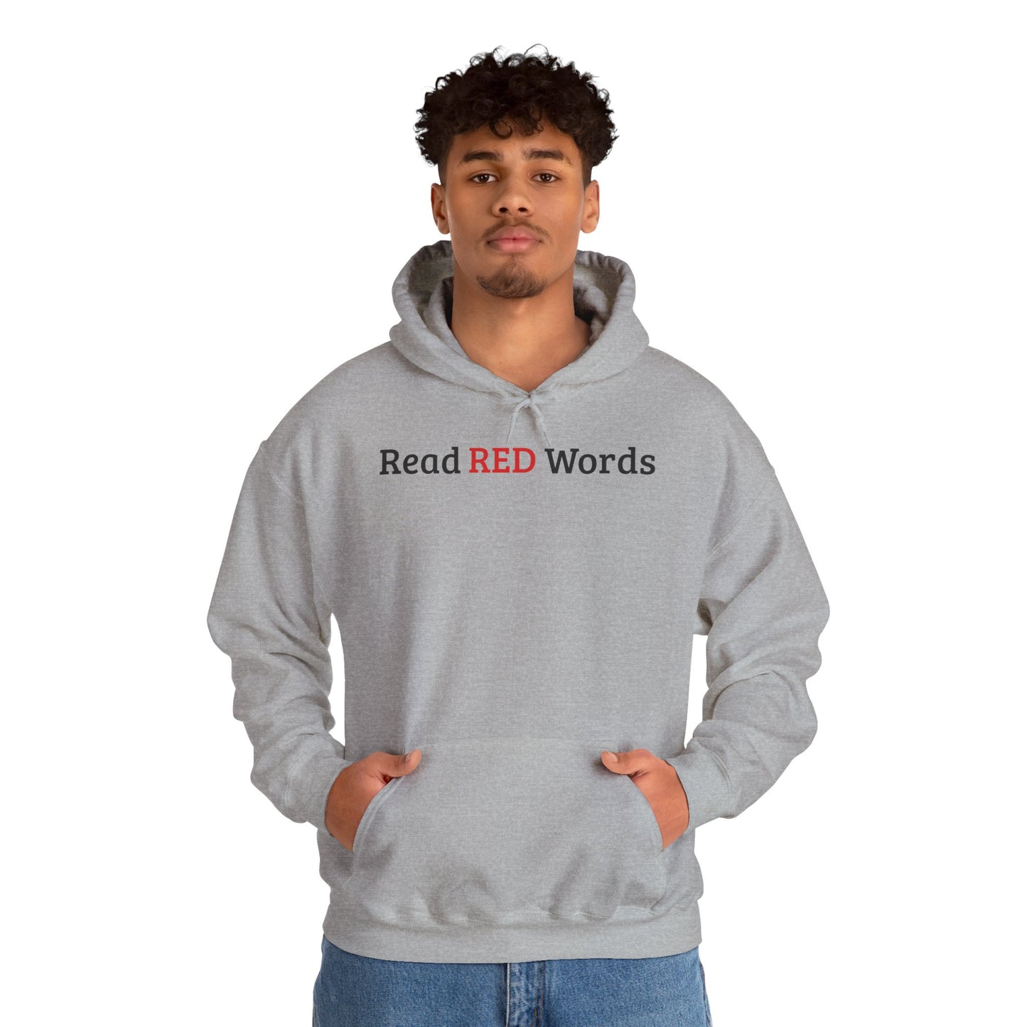 Read RED Words Hoodie — Minimal Typography Sweatshirt