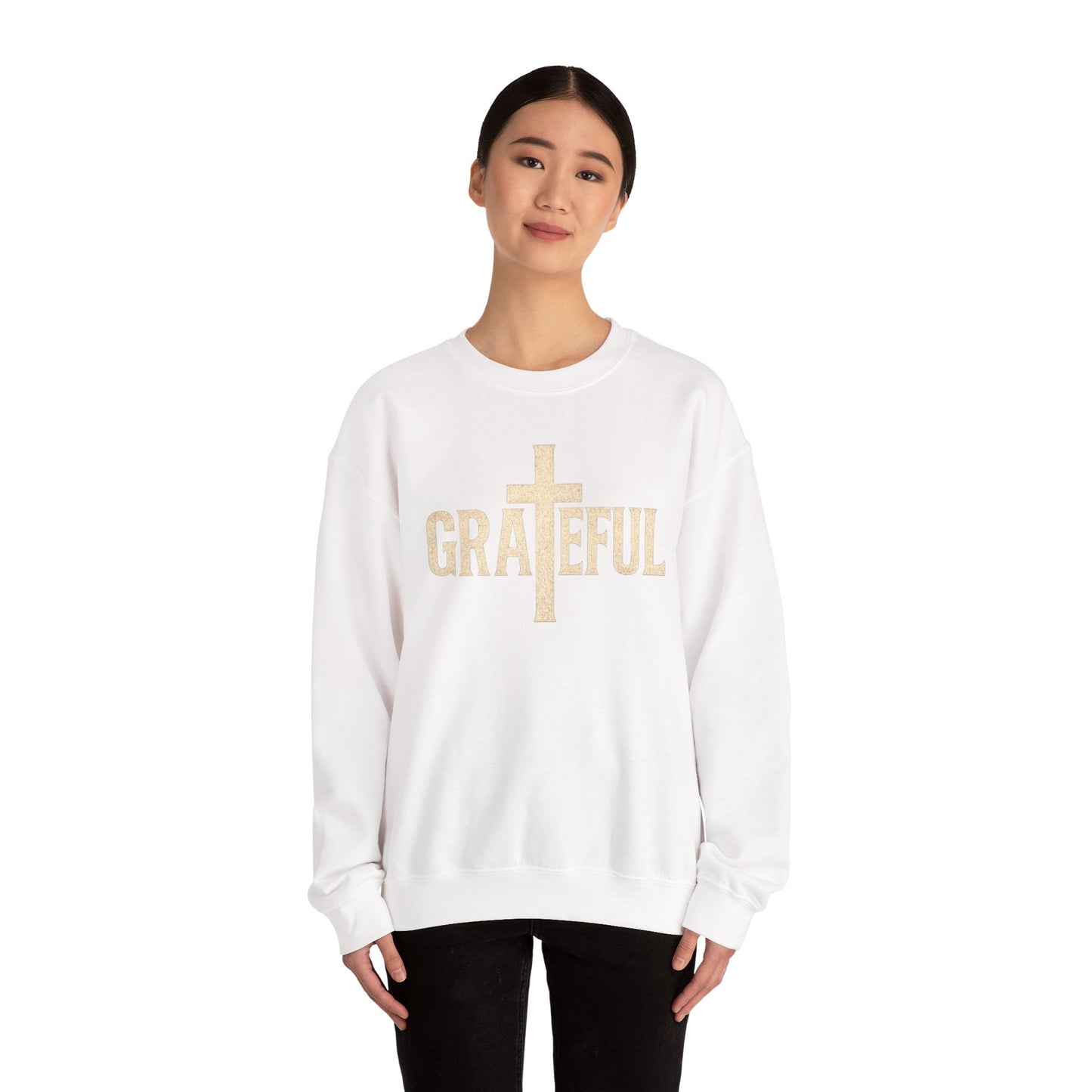 Grateful Cross Sweatshirt — Christian Faith Graphic Crewneck