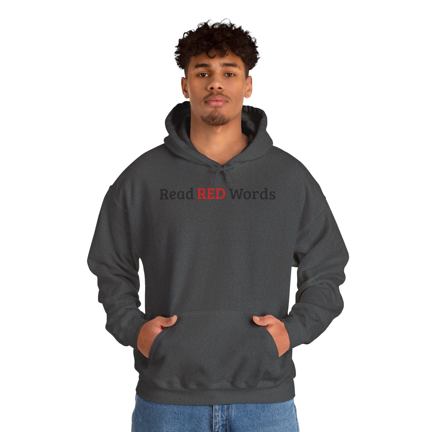 Read RED Words Hoodie — Minimal Typography Sweatshirt