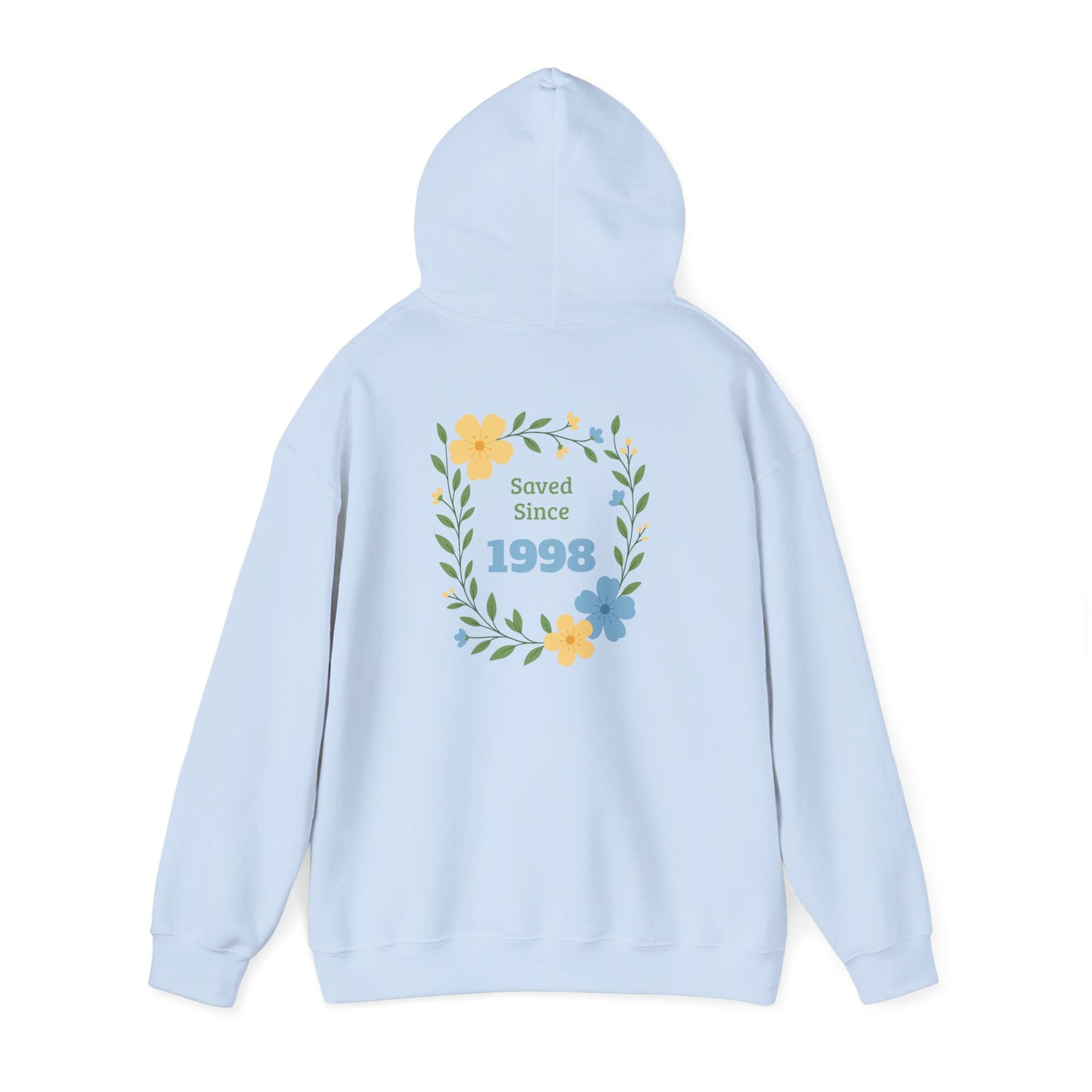 Faith Floral Hoodie — "Saved Since 1998" Christian Comfort Sweatshirt