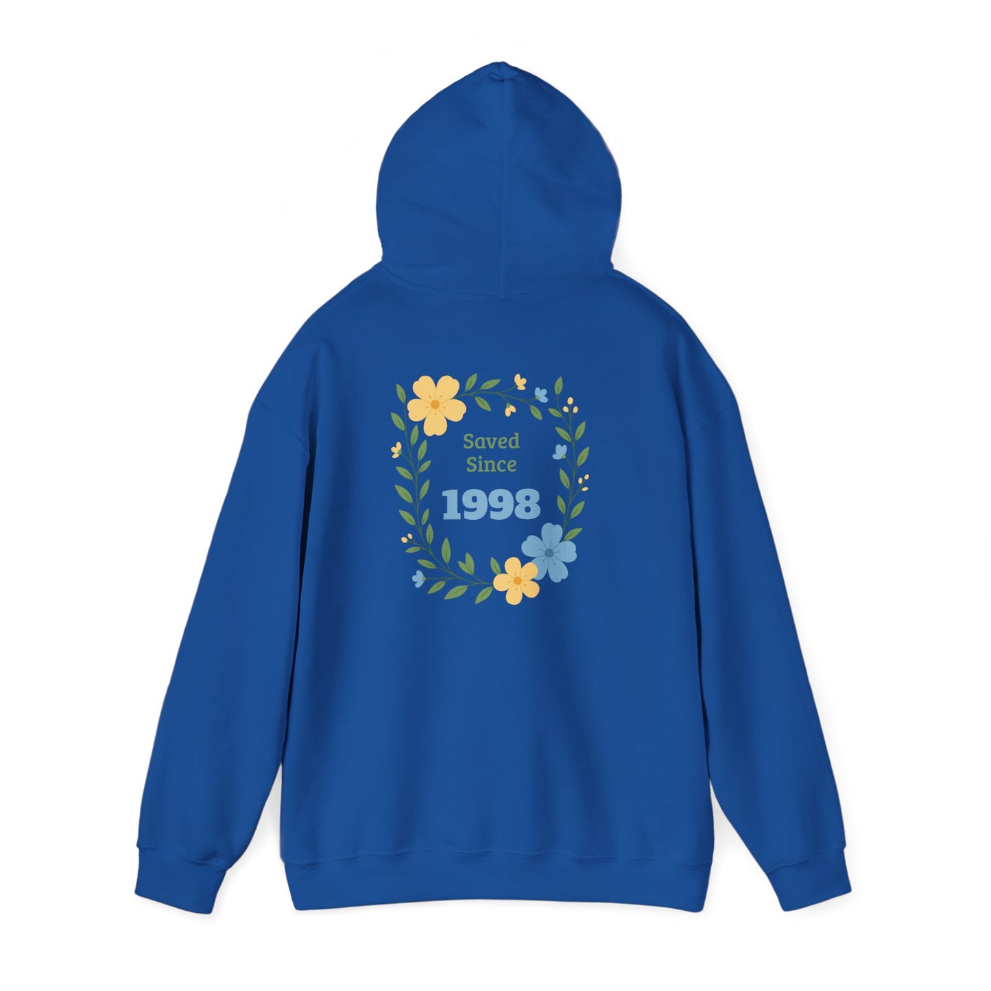Faith Floral Hoodie — "Saved Since 1998" Christian Comfort Sweatshirt