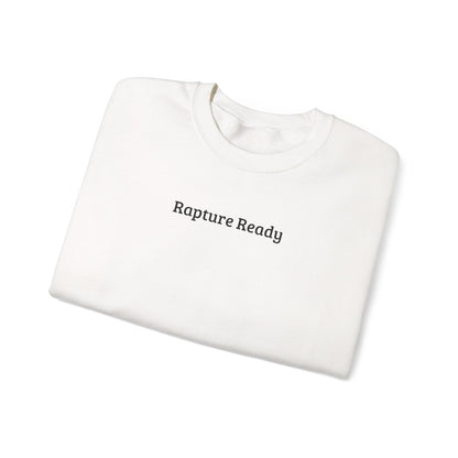 Crewneck Sweatshirt — "Rapture Ready" Minimalist Religious Graphic