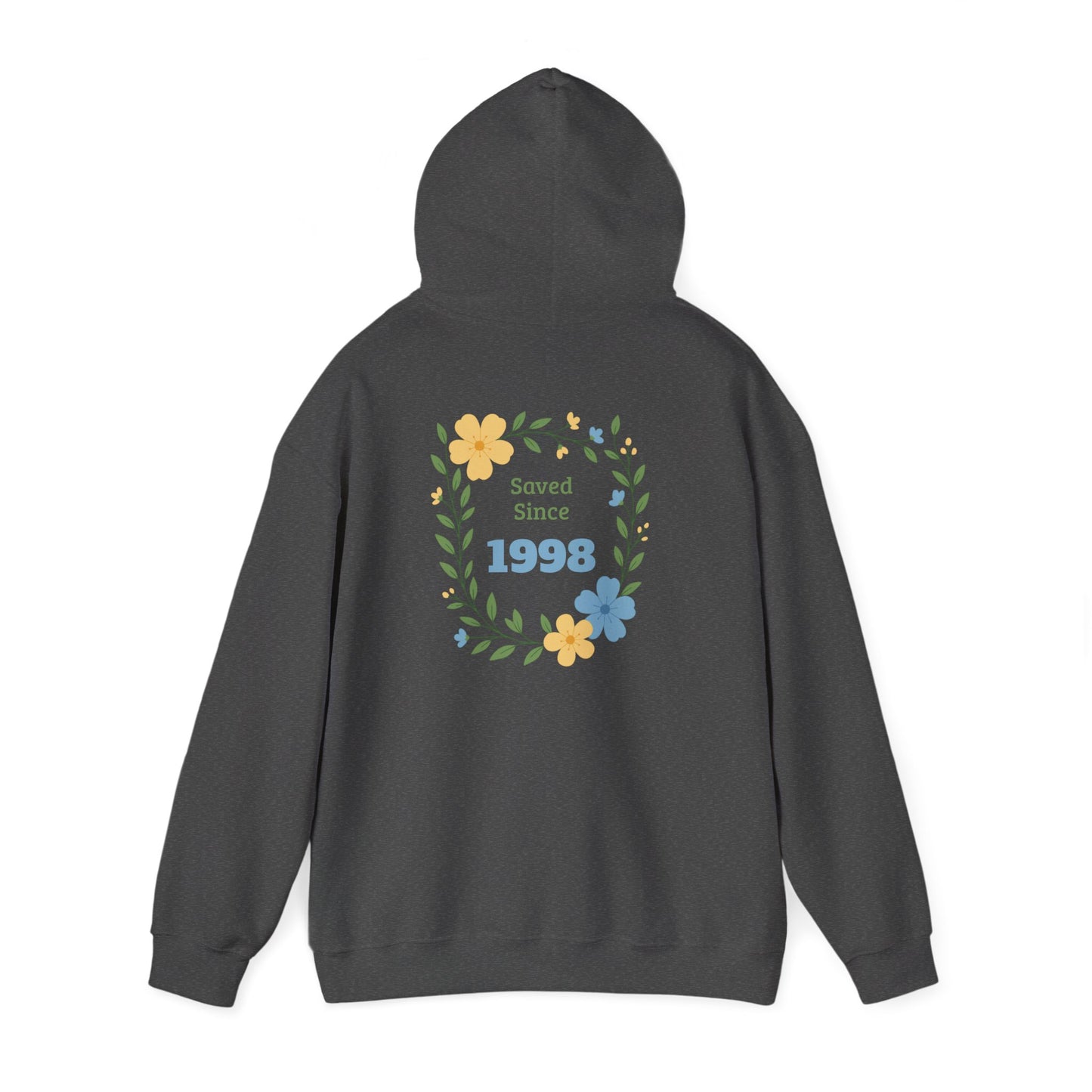 Faith Floral Hoodie — "Saved Since 1998" Christian Comfort Sweatshirt