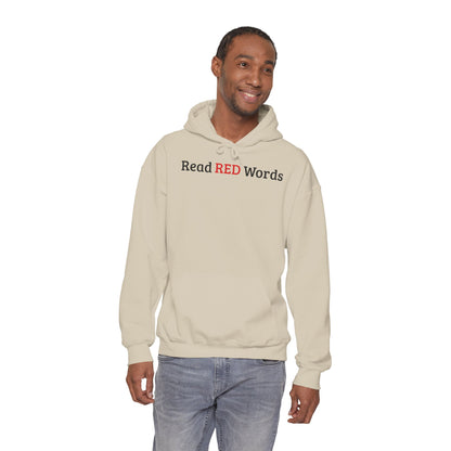 Read RED Words Hoodie — Minimal Typography Sweatshirt