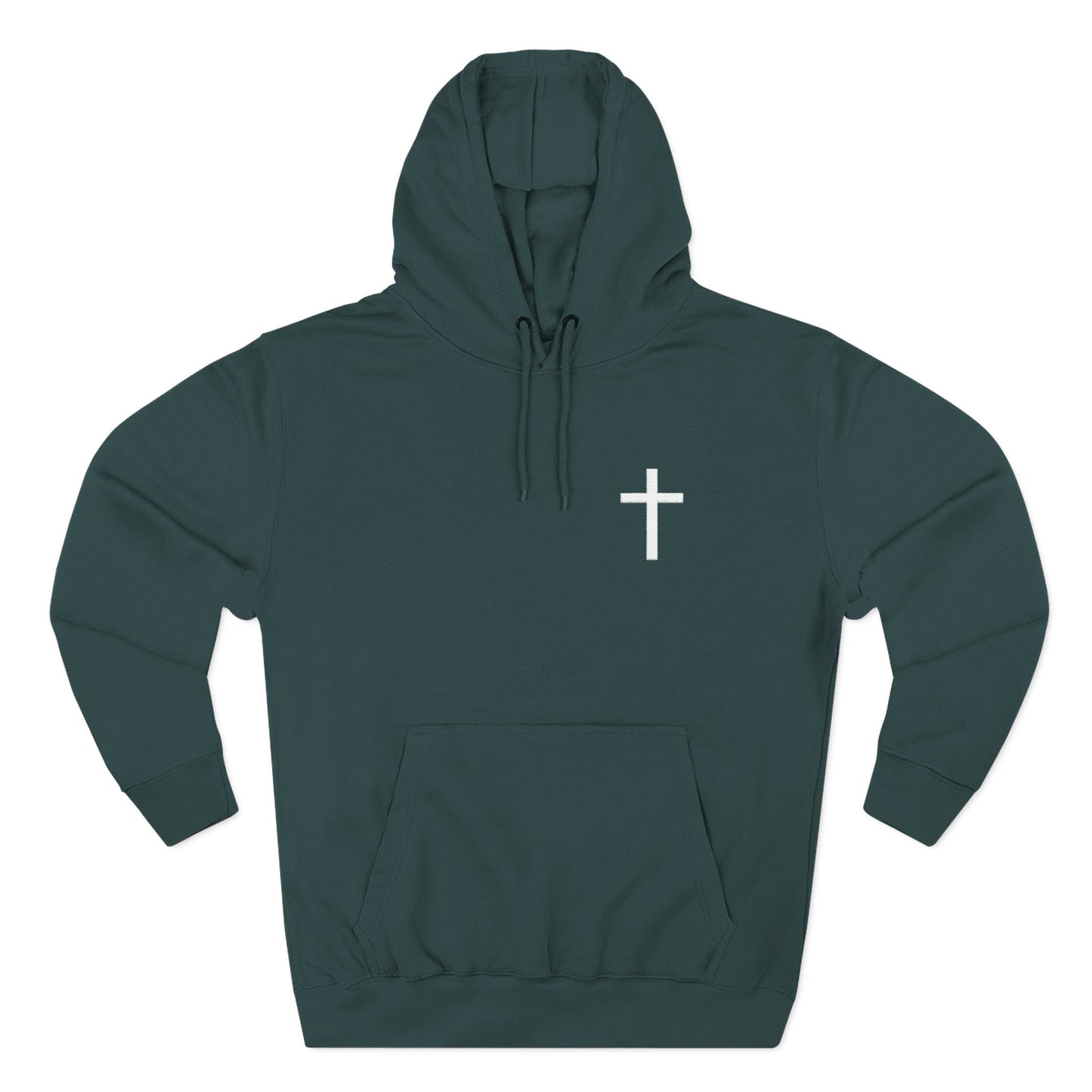 Cross Pocket Hoodie — Minimal Small Chest Cross Design Fleece Hoodie