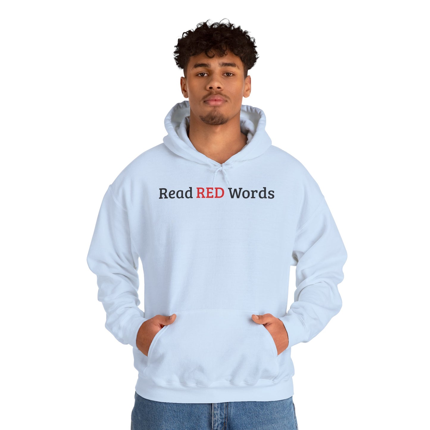 Read RED Words Hoodie — Minimal Typography Sweatshirt