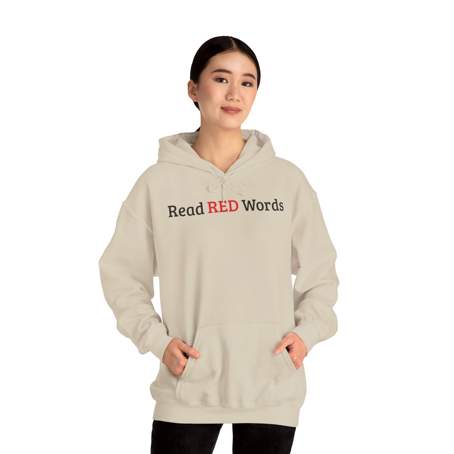 Read RED Words Hoodie — Minimal Typography Sweatshirt