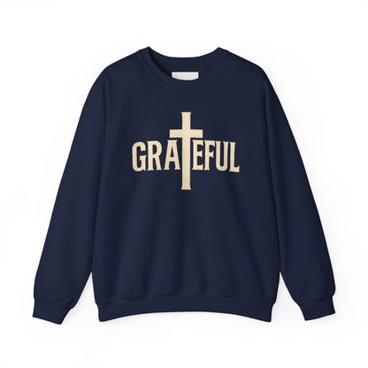 Grateful Cross Sweatshirt — Christian Faith Graphic Crewneck