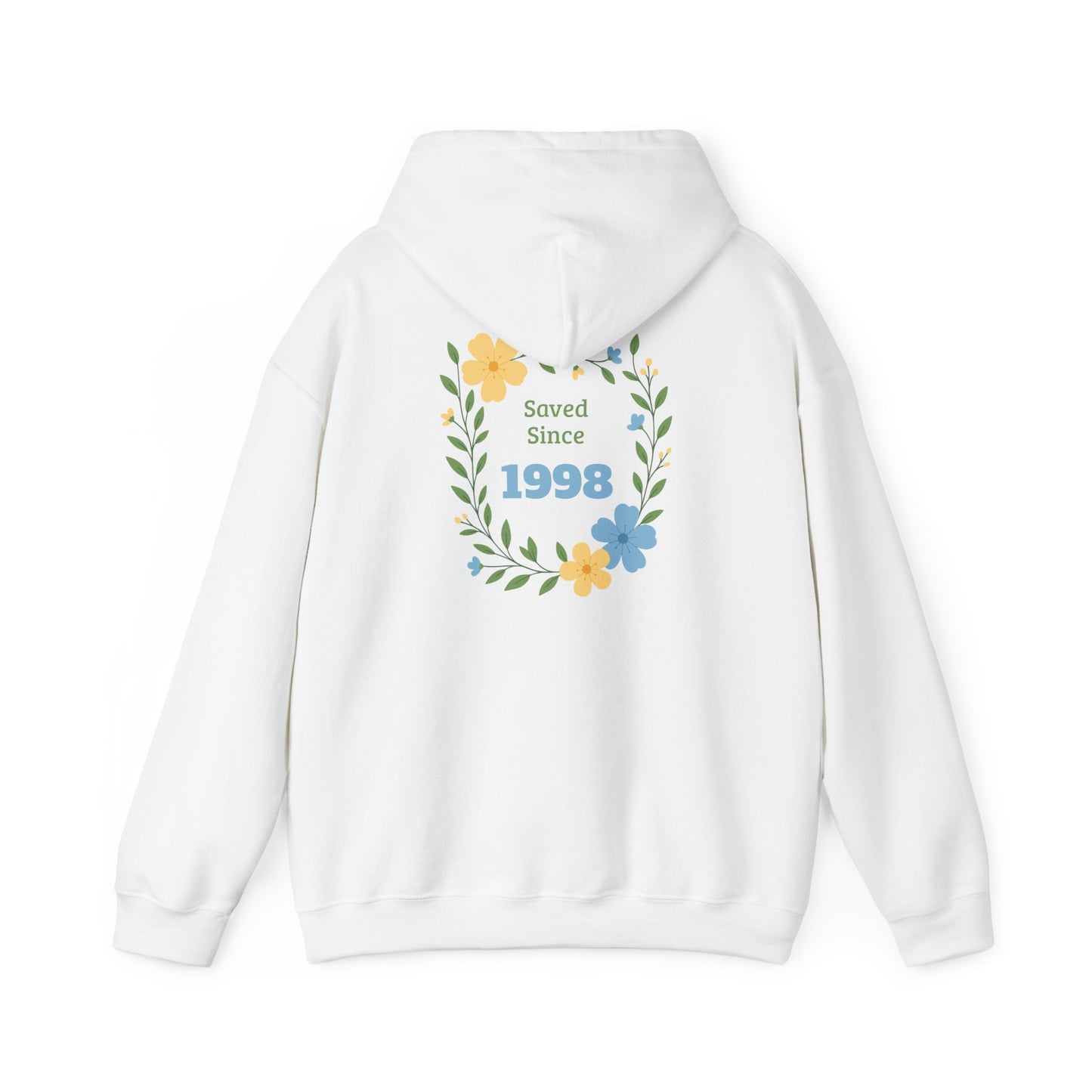 Faith Floral Hoodie — "Saved Since 1998" Christian Comfort Sweatshirt