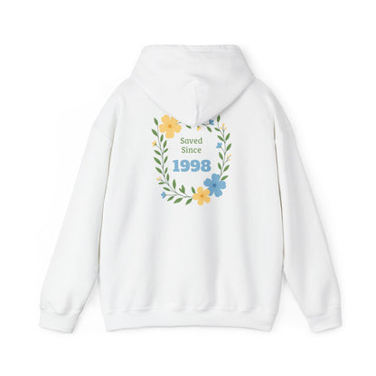 Faith Floral Hoodie — "Saved Since 1998" Christian Comfort Sweatshirt