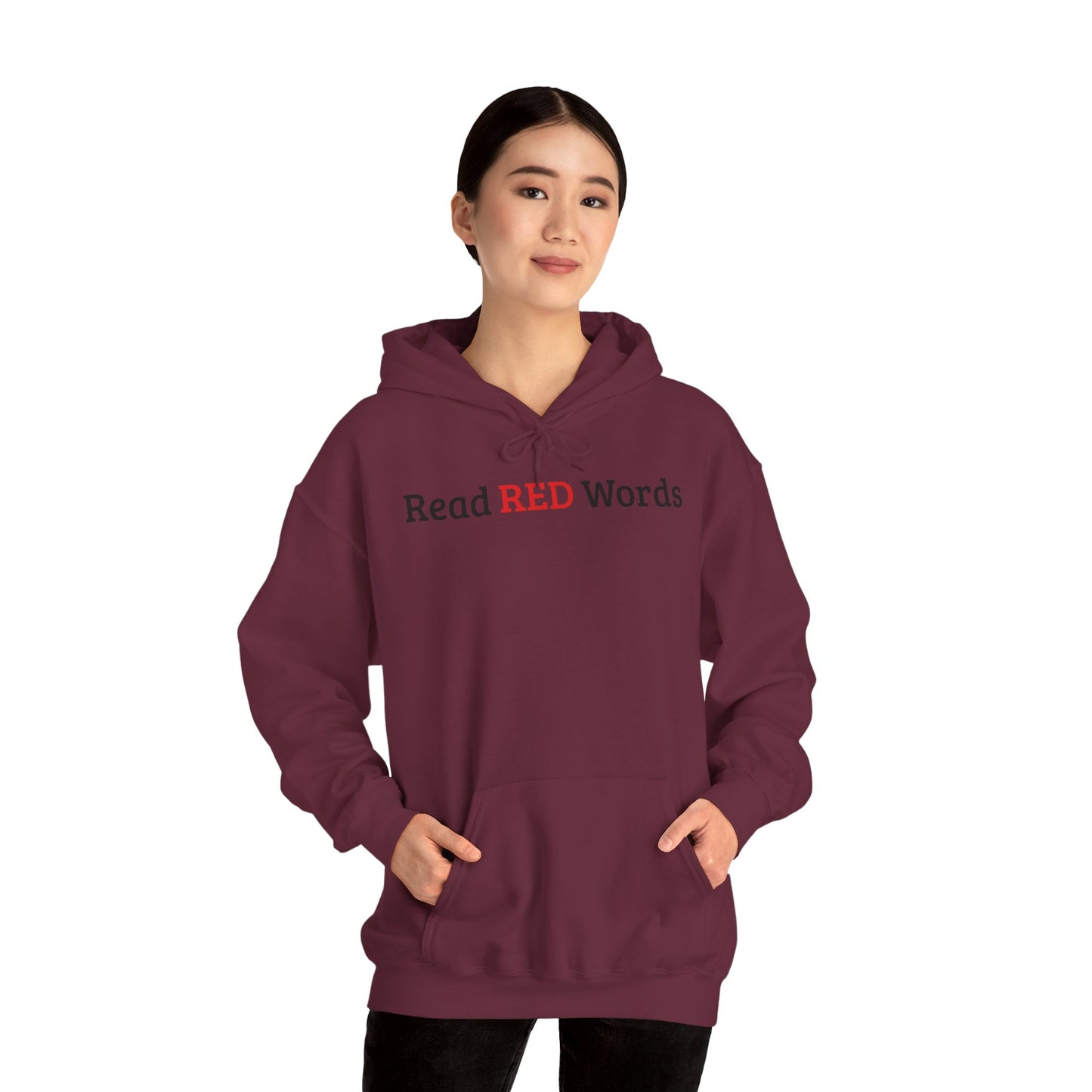 Read RED Words Hoodie — Minimal Typography Sweatshirt