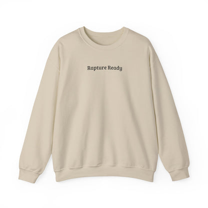Crewneck Sweatshirt — "Rapture Ready" Minimalist Religious Graphic
