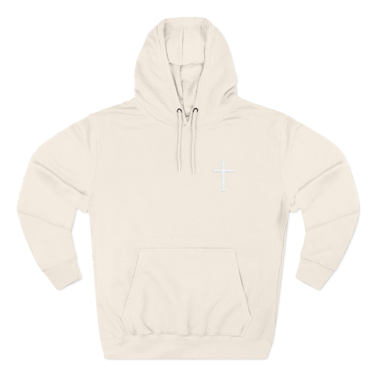 Cross Pocket Hoodie — Minimal Small Chest Cross Design Fleece Hoodie