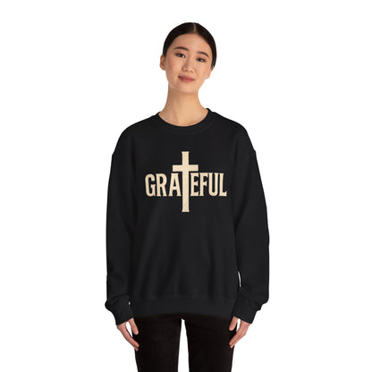 Grateful Cross Sweatshirt — Christian Faith Graphic Crewneck