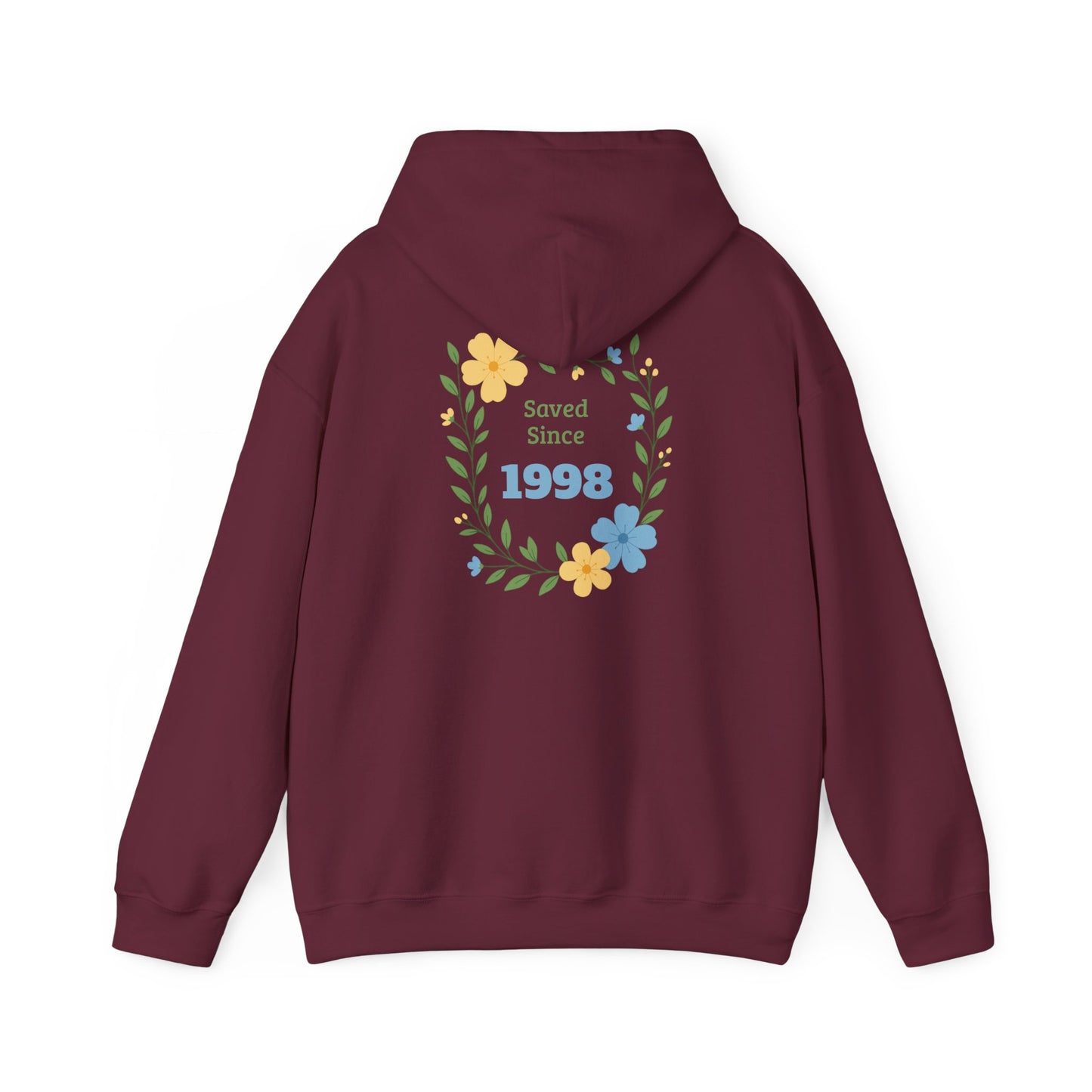 Faith Floral Hoodie — "Saved Since 1998" Christian Comfort Sweatshirt
