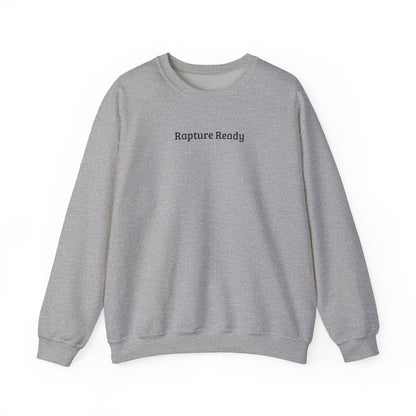 Crewneck Sweatshirt — "Rapture Ready" Minimalist Religious Graphic
