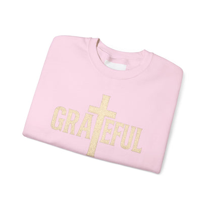 Grateful Cross Sweatshirt — Christian Faith Graphic Crewneck