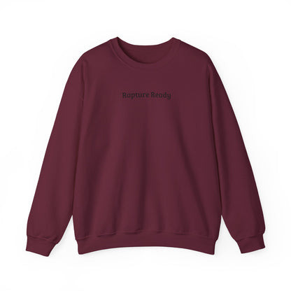 Crewneck Sweatshirt — "Rapture Ready" Minimalist Religious Graphic