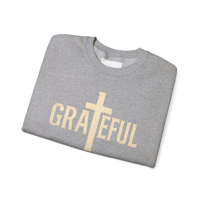 Grateful Cross Sweatshirt — Christian Faith Graphic Crewneck