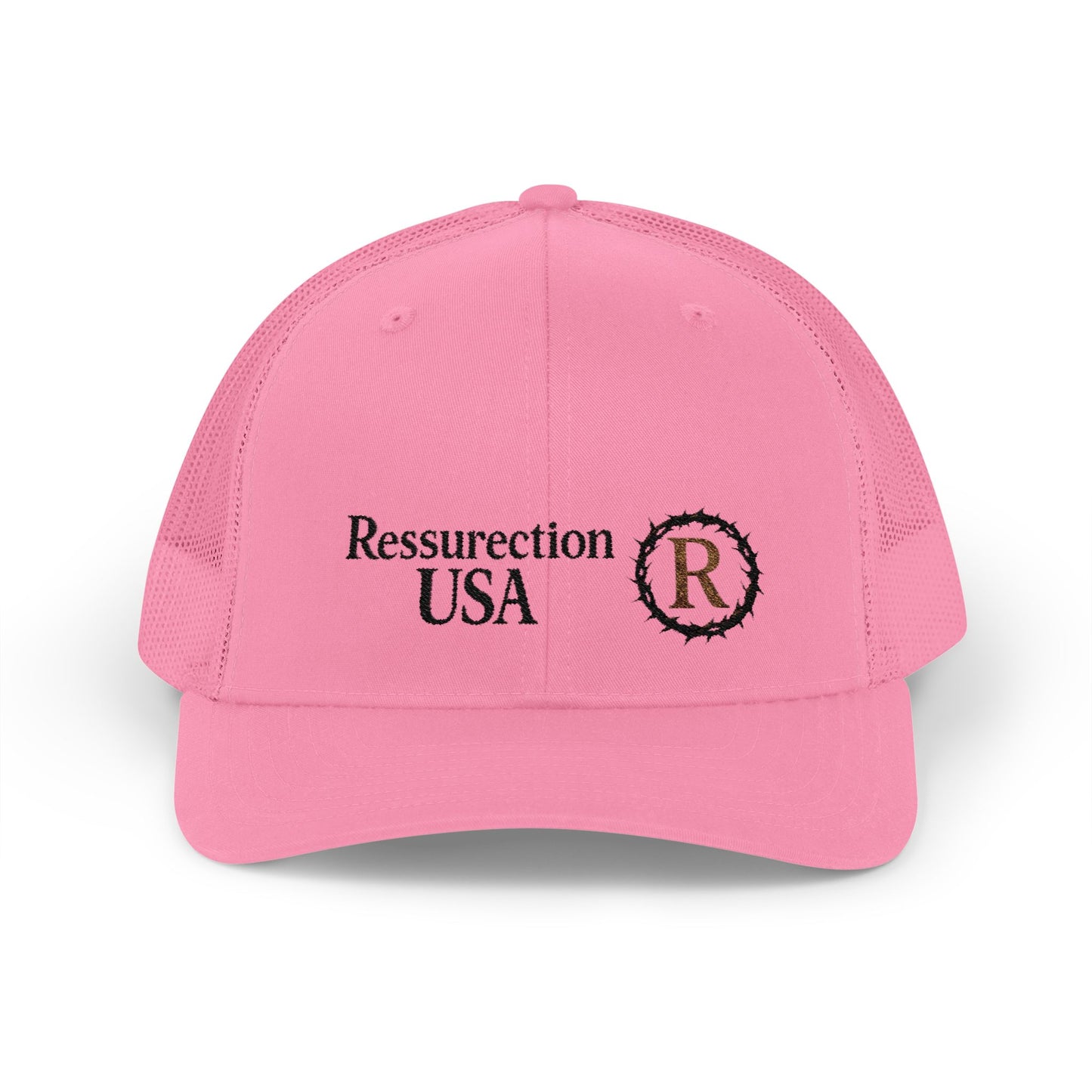 Resurrection USA Embroidered Trucker Cap — Vintage Faith-Inspired Snapback