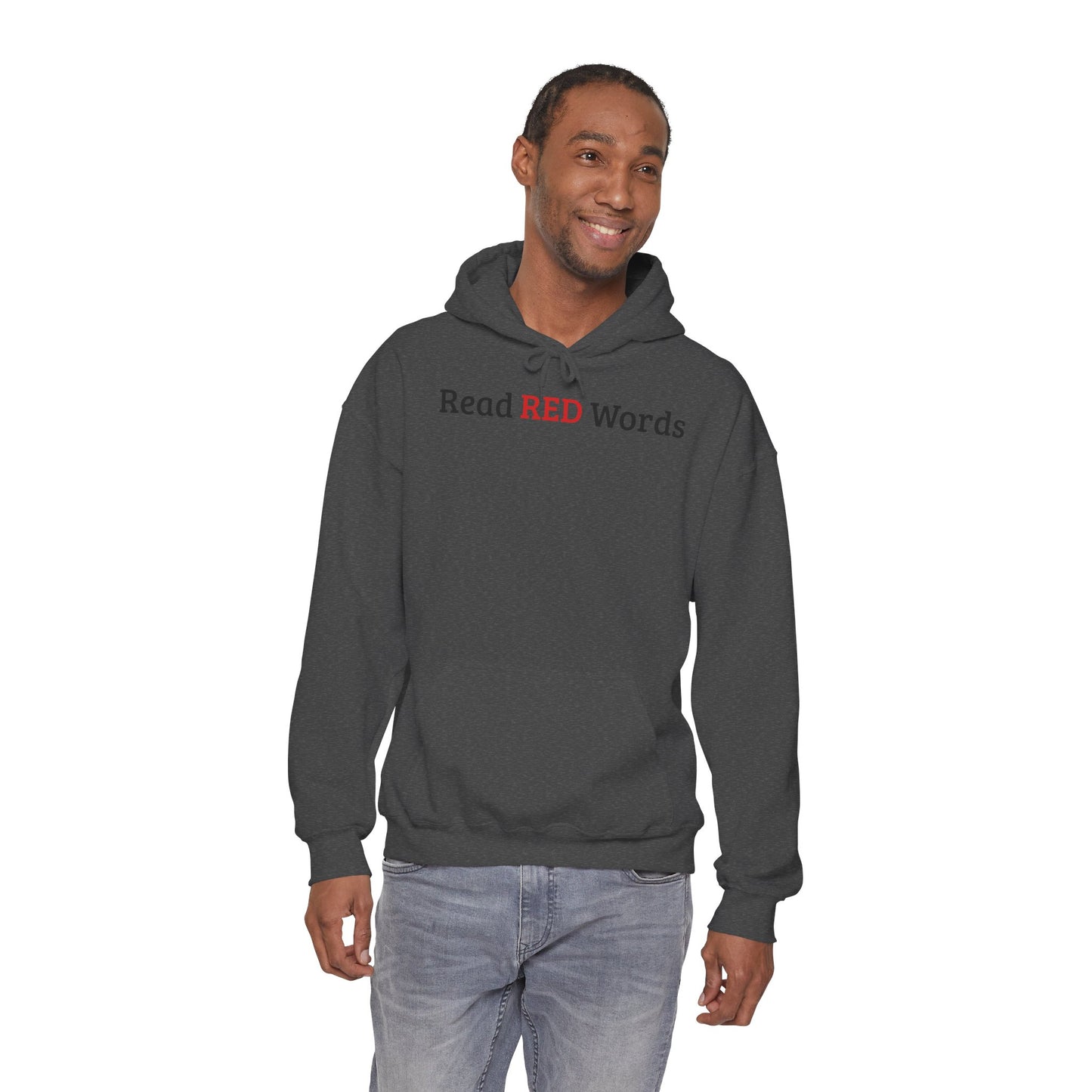 Read RED Words Hoodie — Minimal Typography Sweatshirt