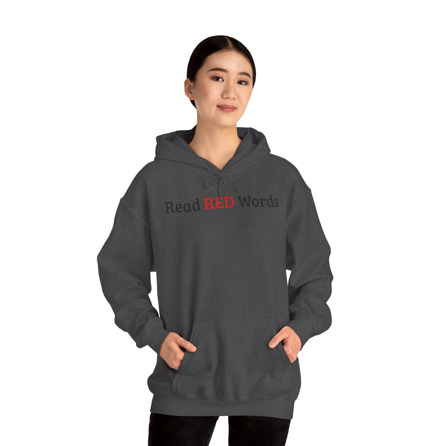 Read RED Words Hoodie — Minimal Typography Sweatshirt
