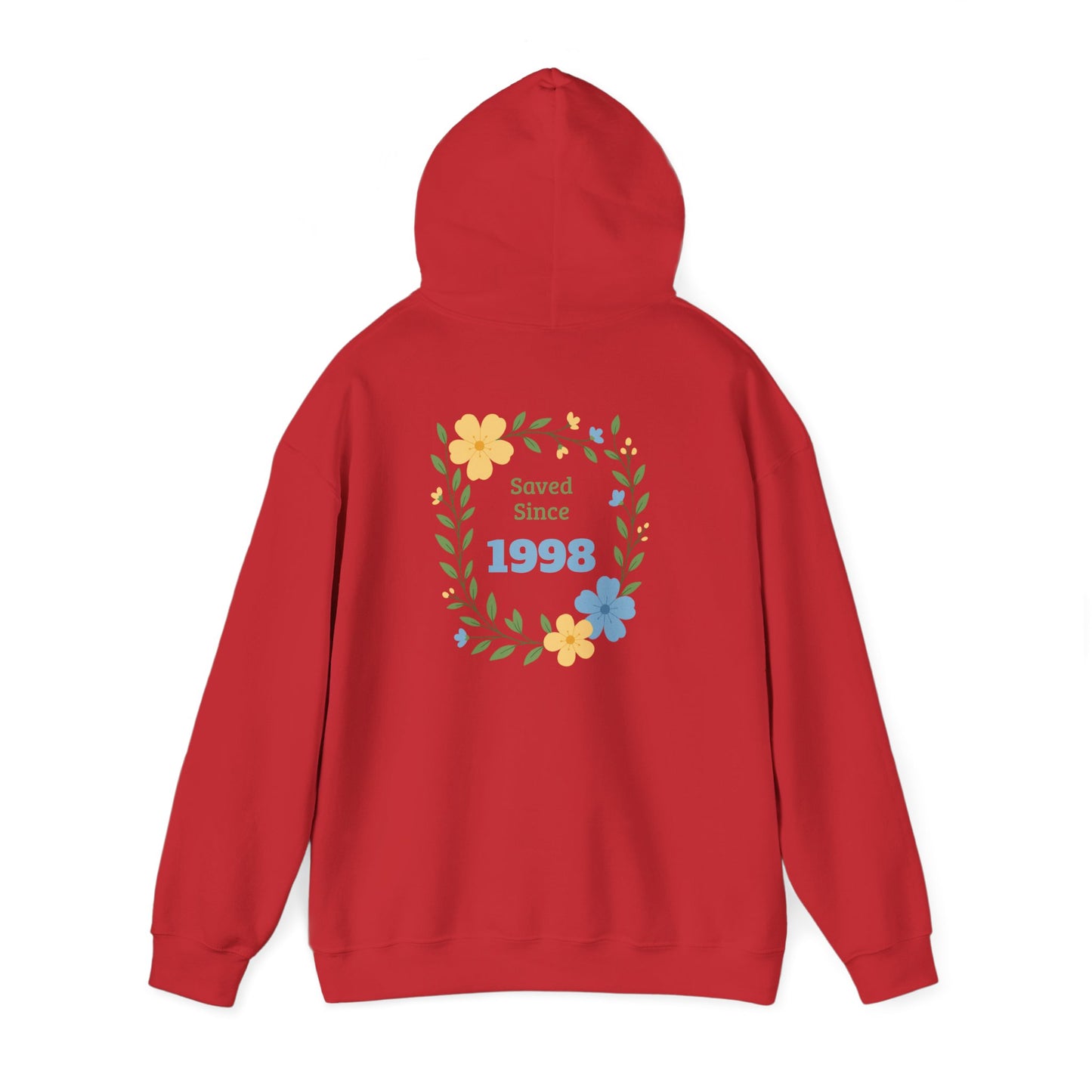 Faith Floral Hoodie — "Saved Since 1998" Christian Comfort Sweatshirt