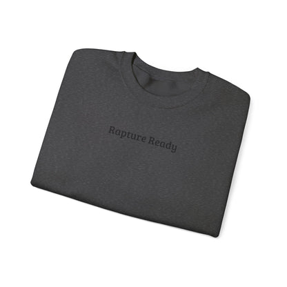 Crewneck Sweatshirt — "Rapture Ready" Minimalist Religious Graphic