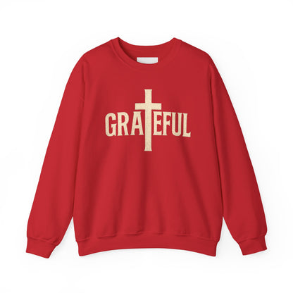 Grateful Cross Sweatshirt — Christian Faith Graphic Crewneck