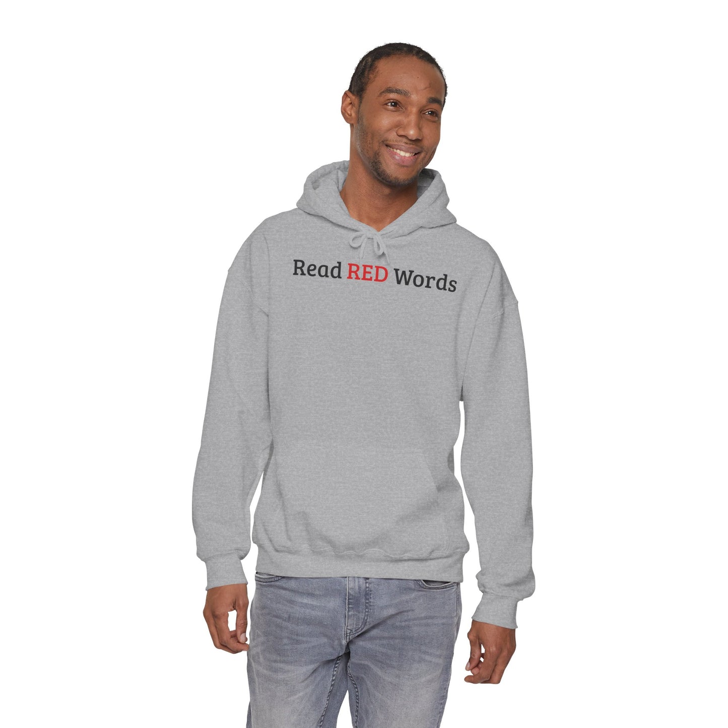 Read RED Words Hoodie — Minimal Typography Sweatshirt