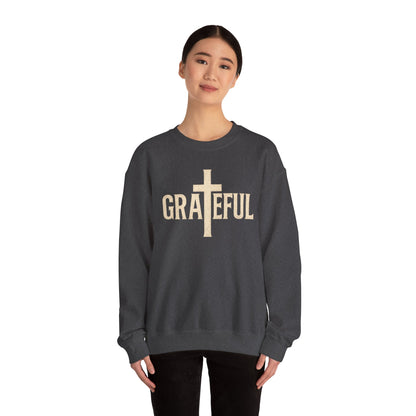 Grateful Cross Sweatshirt — Christian Faith Graphic Crewneck