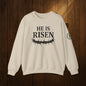 He Is Risen Sweatshirt — Christian Easter Crewneck with Crown of Thorns