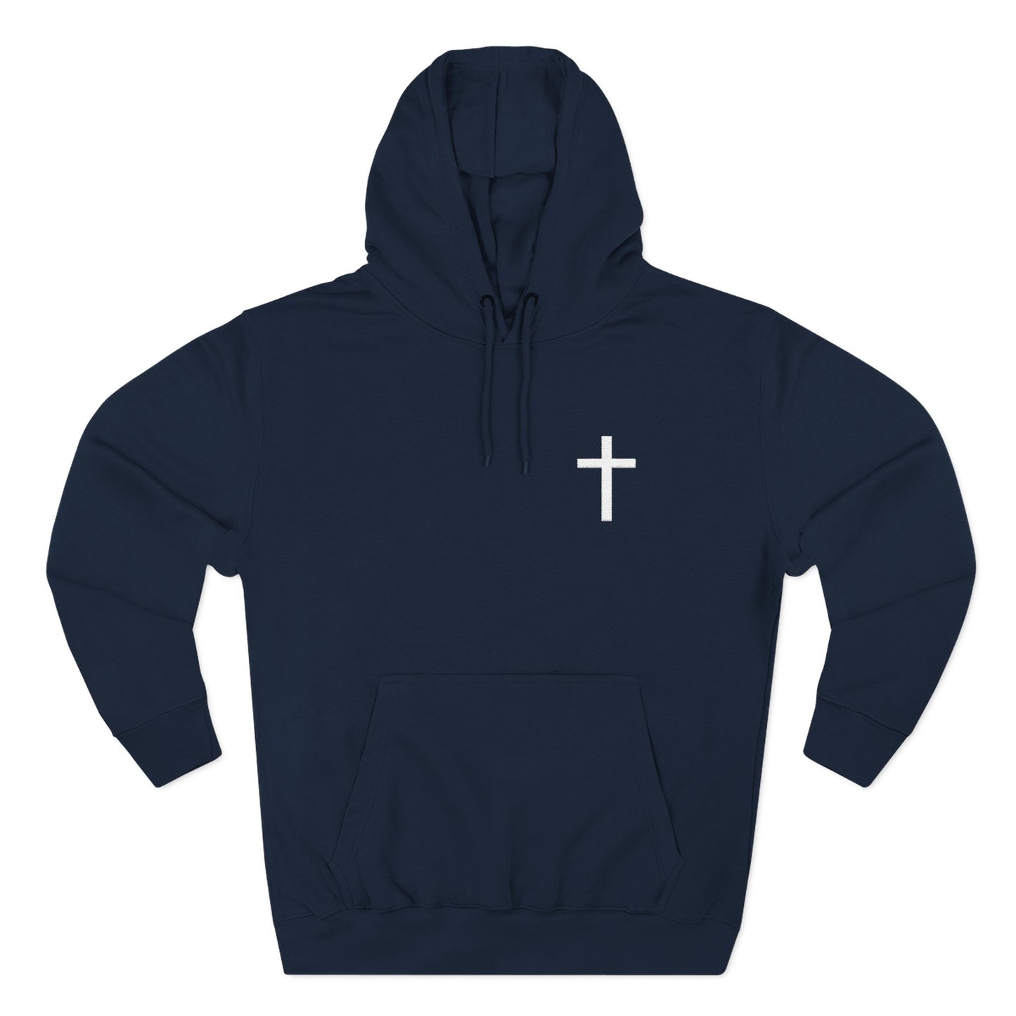 Cross Pocket Hoodie — Minimal Small Chest Cross Design Fleece Hoodie