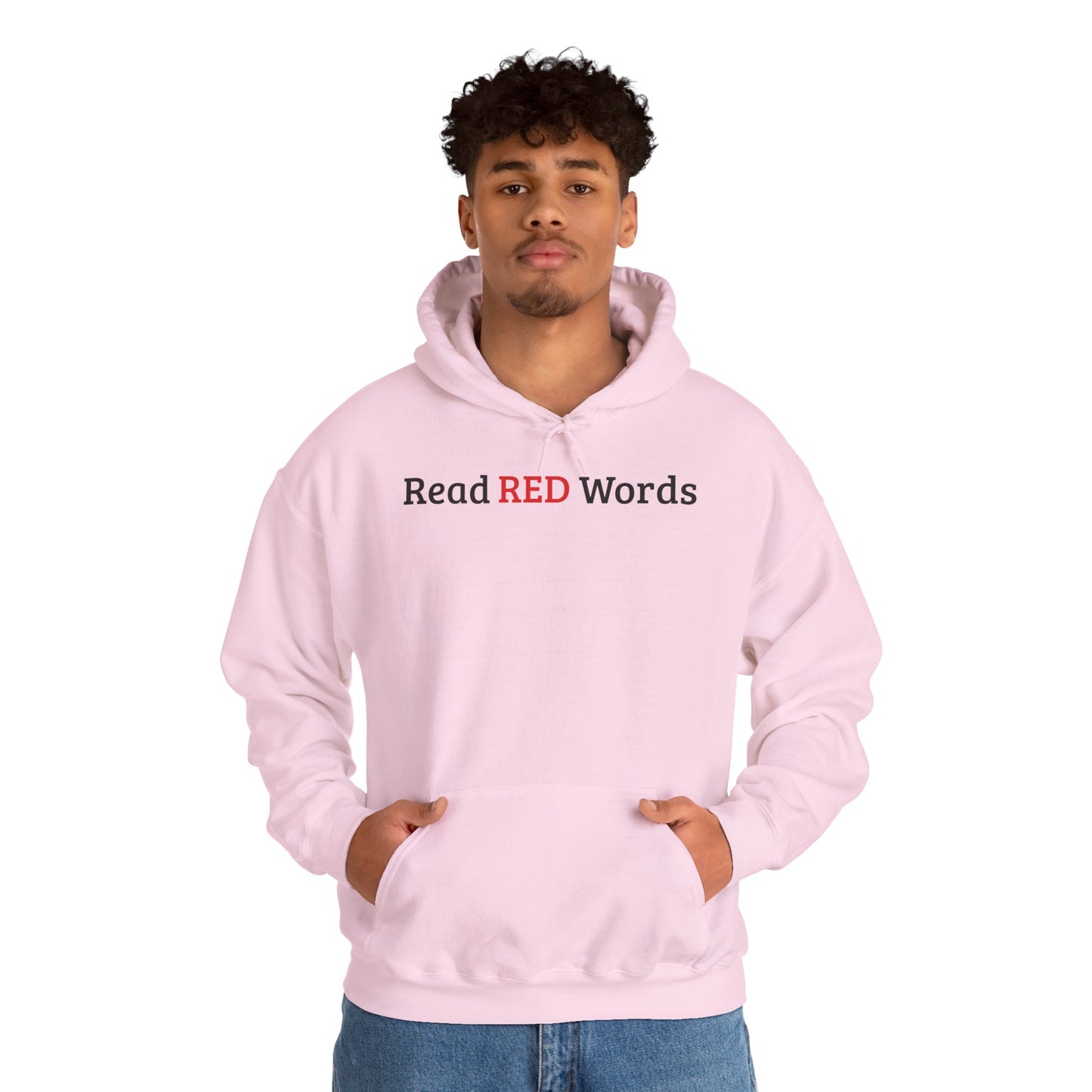 Read RED Words Hoodie — Minimal Typography Sweatshirt
