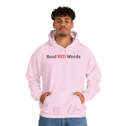 Read RED Words Hoodie — Minimal Typography Sweatshirt