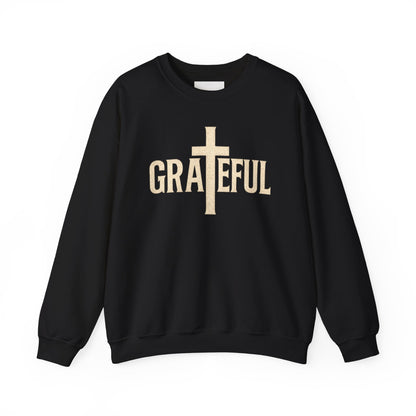 Grateful Cross Sweatshirt — Christian Faith Graphic Crewneck