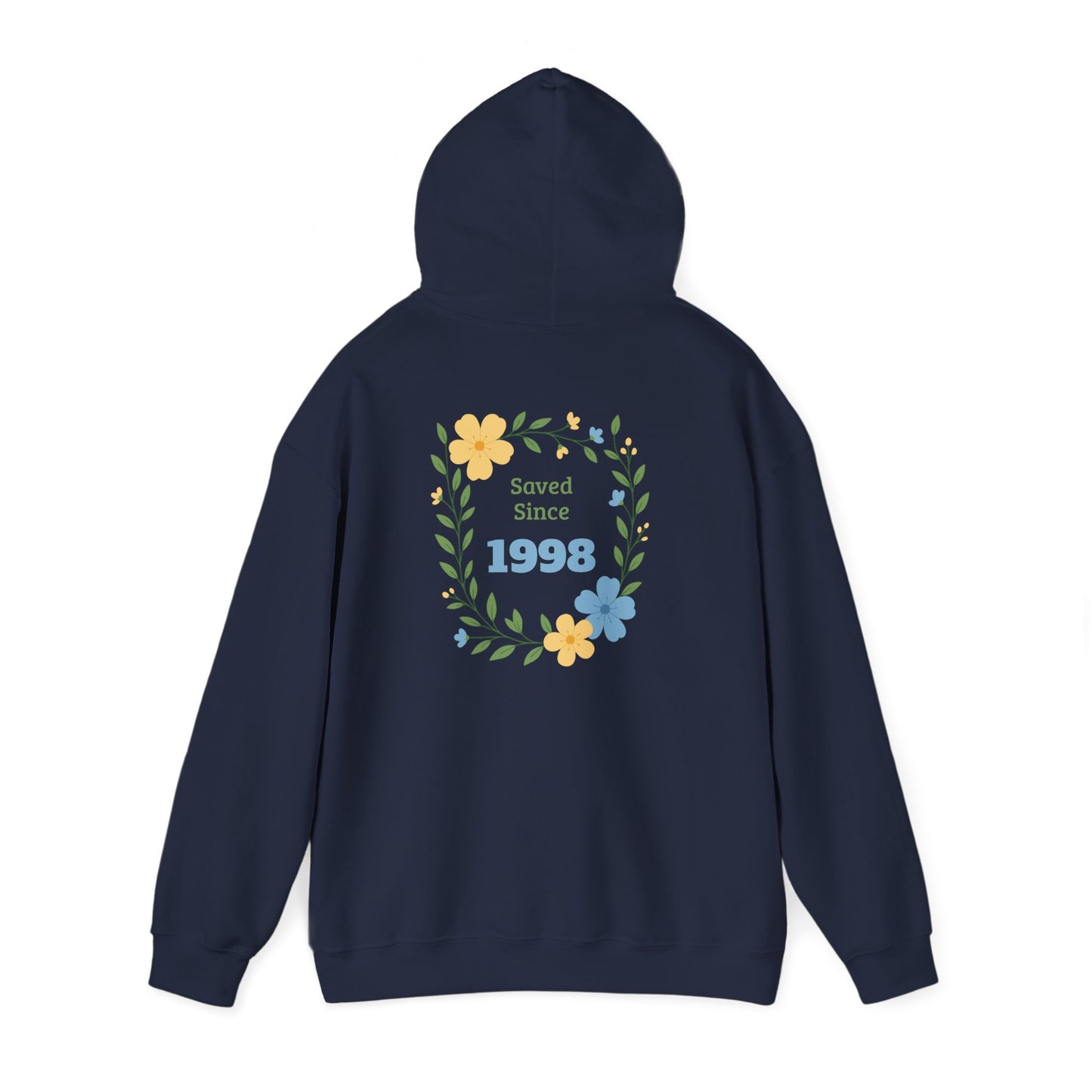 Faith Floral Hoodie — "Saved Since 1998" Christian Comfort Sweatshirt