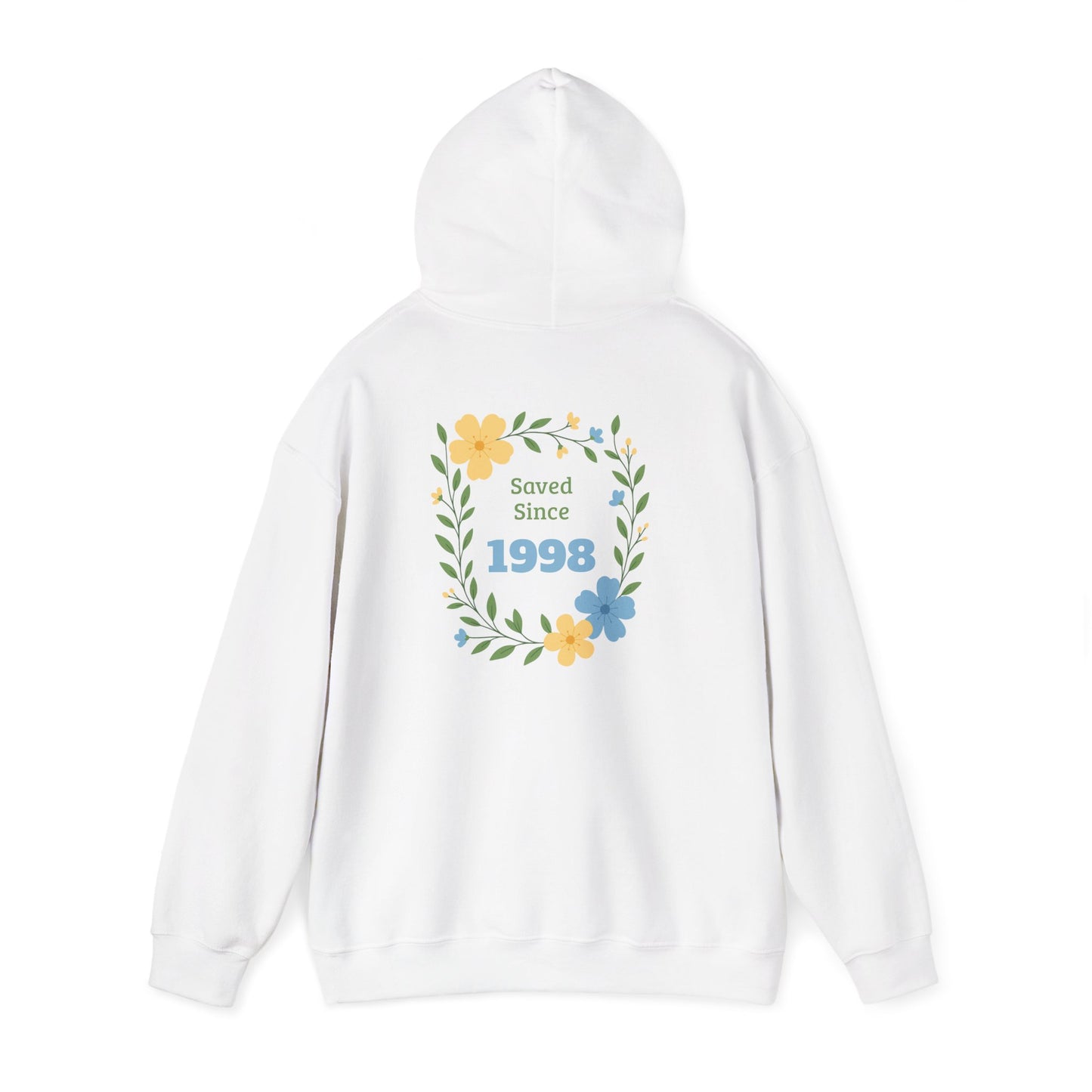 Faith Floral Hoodie — "Saved Since 1998" Christian Comfort Sweatshirt