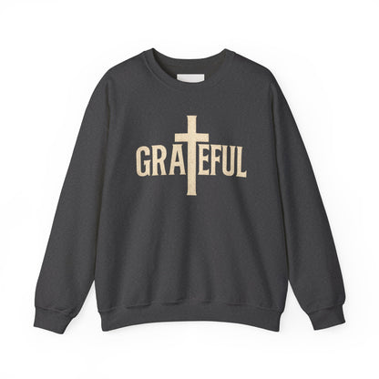 Grateful Cross Sweatshirt — Christian Faith Graphic Crewneck