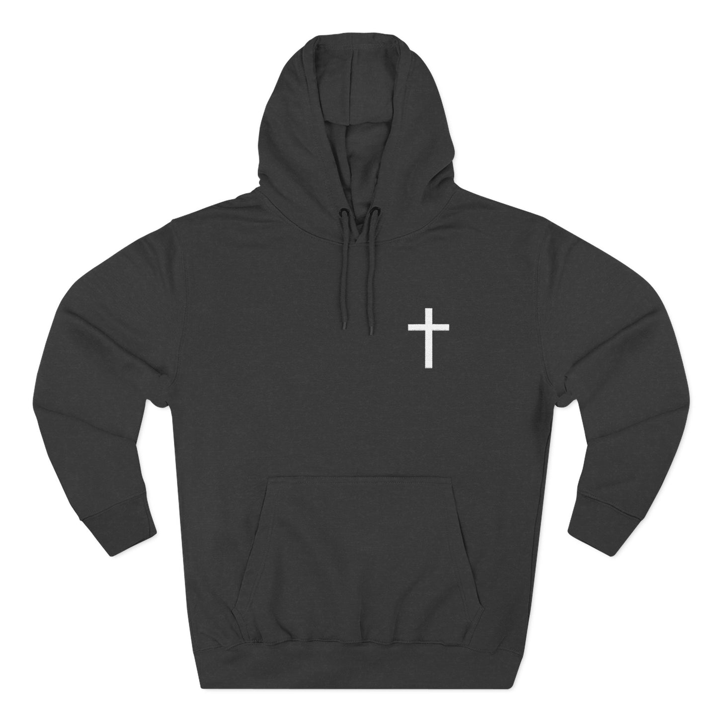 Cross Pocket Hoodie — Minimal Small Chest Cross Design Fleece Hoodie
