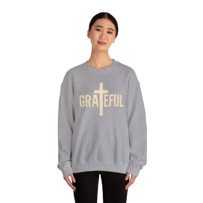 Grateful Cross Sweatshirt — Christian Faith Graphic Crewneck