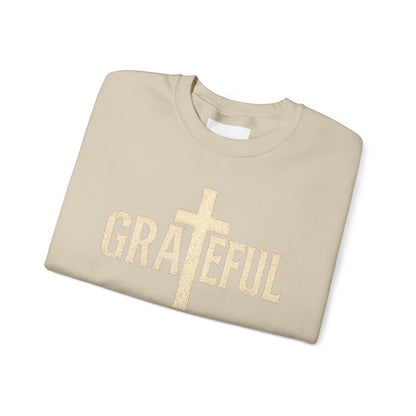 Grateful Cross Sweatshirt — Christian Faith Graphic Crewneck